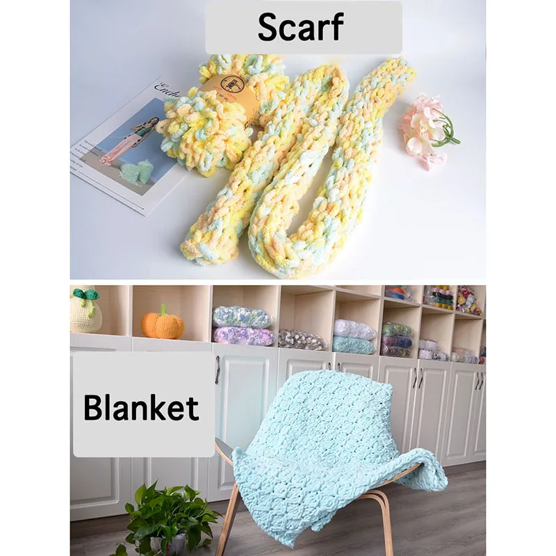 5 шт. = 500 г пушистая петля для пальцев крупная синель пряжа вязания крючком ручная