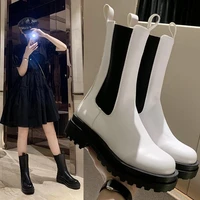autumn new elastic womens boots british style wild platform platform ankle boots mid tube chelsea boots childrens ankle boots
