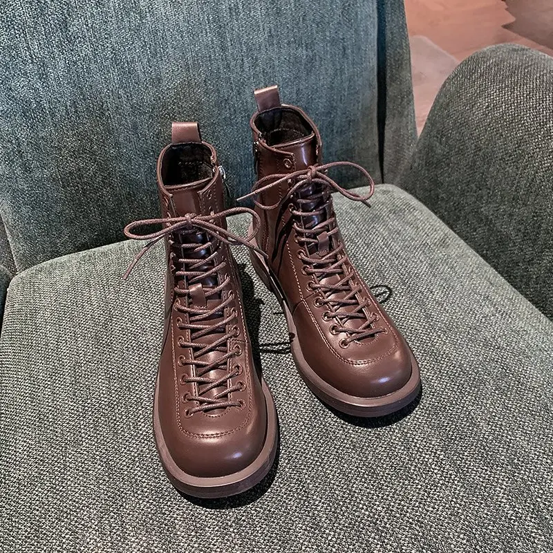 2020 Boots Female Women Shoes Winter Boots Ankle Short Plush Warm Shoes 35 To 40 Brown Black Zipper Female Boots Women's Shoes