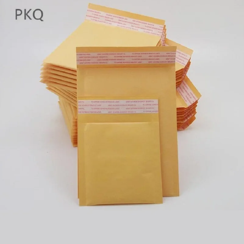 100PCS Yellow Color Kraft Paper Bubble Envelopes Bags Padded Mailers Shipping Envelope With Bubble Mailing Bag 