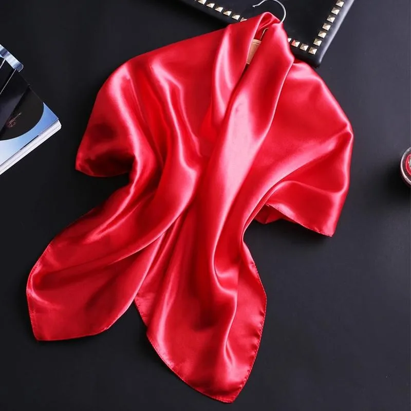

2021 New Fashion Silk 70*70cm Scarf For Women Satin Neck Hair Tie Band Bag Warp Soft Neckerchief Hijabs Head Multifunction