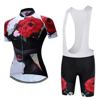 flower bicycle jersey sets breathable anti uv cycling clothing bike skinsuit pro team uniform mtb suit bib short sleeve pants