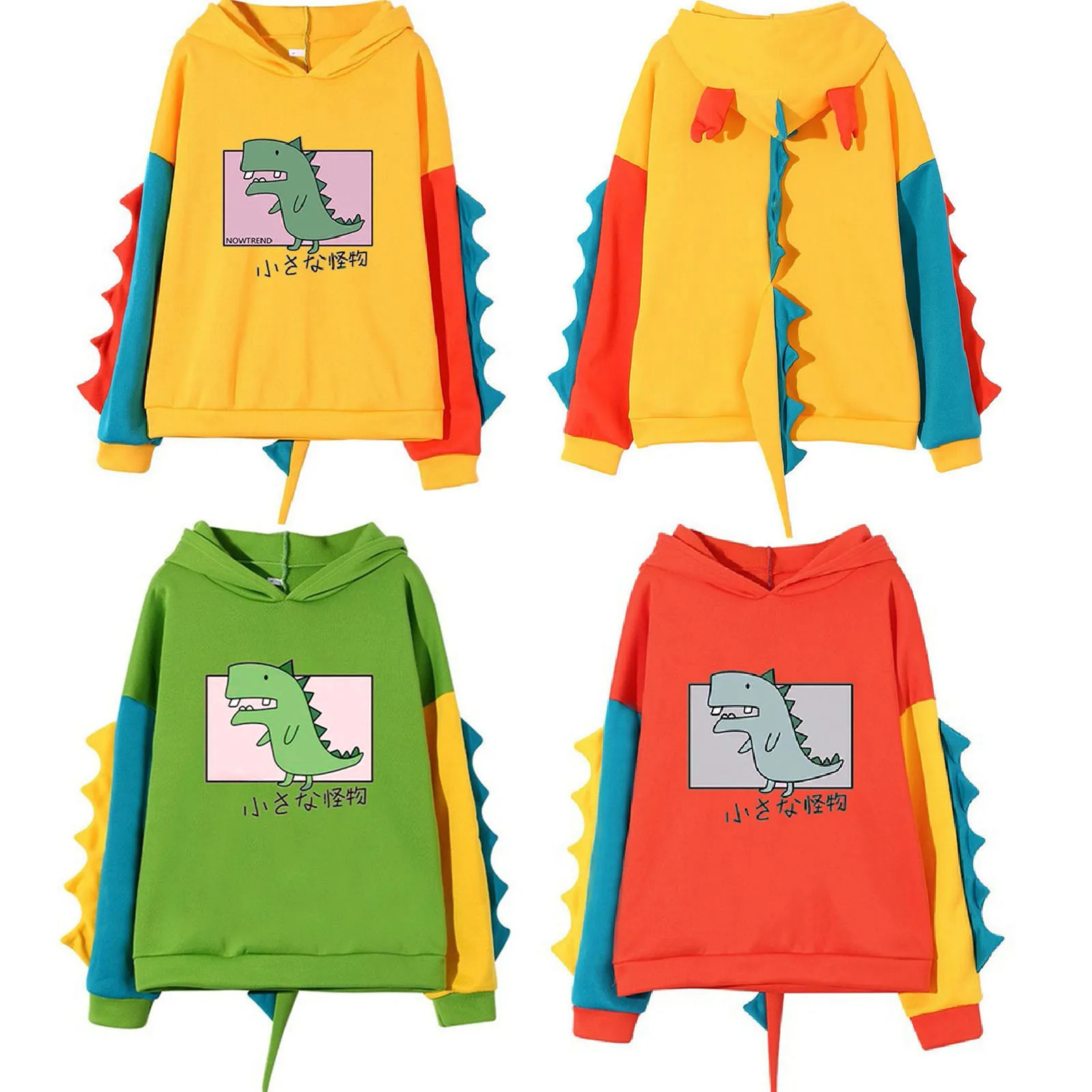 Outwear Hoodie Fashion Women Casual Print Long Sleeve Splice Dinosaur Sweatshirt Tops Sudaderas Con Capucha Women's Sweatshirt