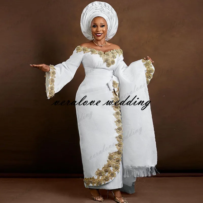 

Aso Ebi Mermaid Evening Dresses Off Shoulder Prom Party Dress Plus Size Women Formal Gowns robe de soirée