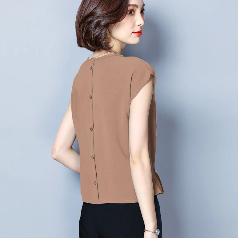 Женская блузка с коротким рукавом и v-образным вырезом элегантная тонкая