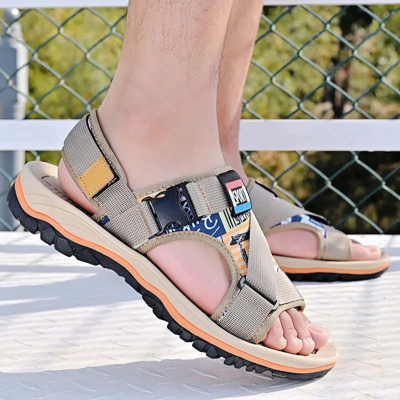 

Summer Outdoor Sandals Men Black Beach Casual Pattern Sandal for Man Trekking Size 38-47 New Fashion 2021