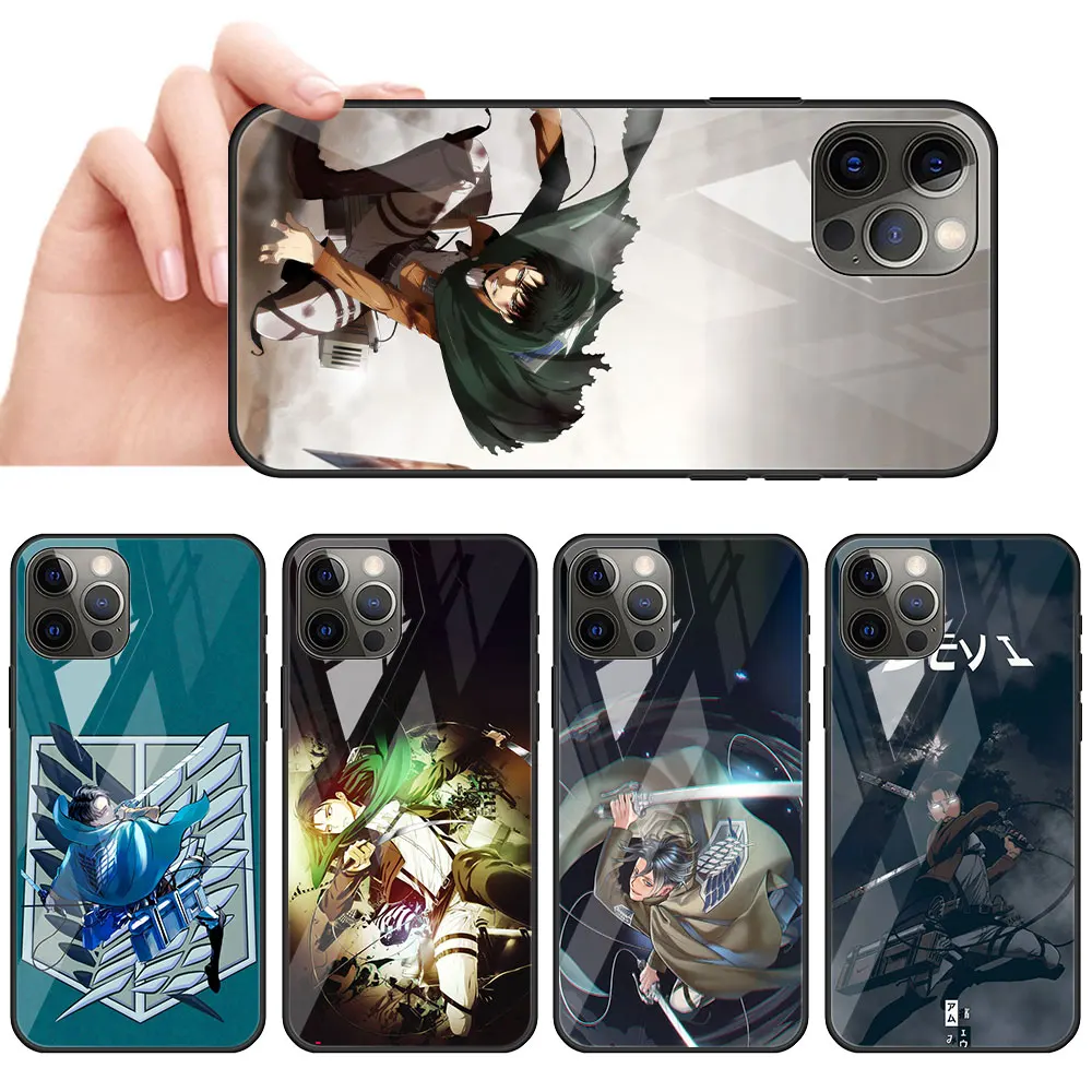 

Anime Attack On Titan Ackerman Glass Call Phone Case For iPhone 11 13 Mini 12 Pro Max 7 8 Plus X XR XS 6 6s SE 2020 Cover Coque