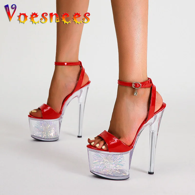 Женские сандалии для шоу и стриптиза летние модельные на тонком высоком каблуке