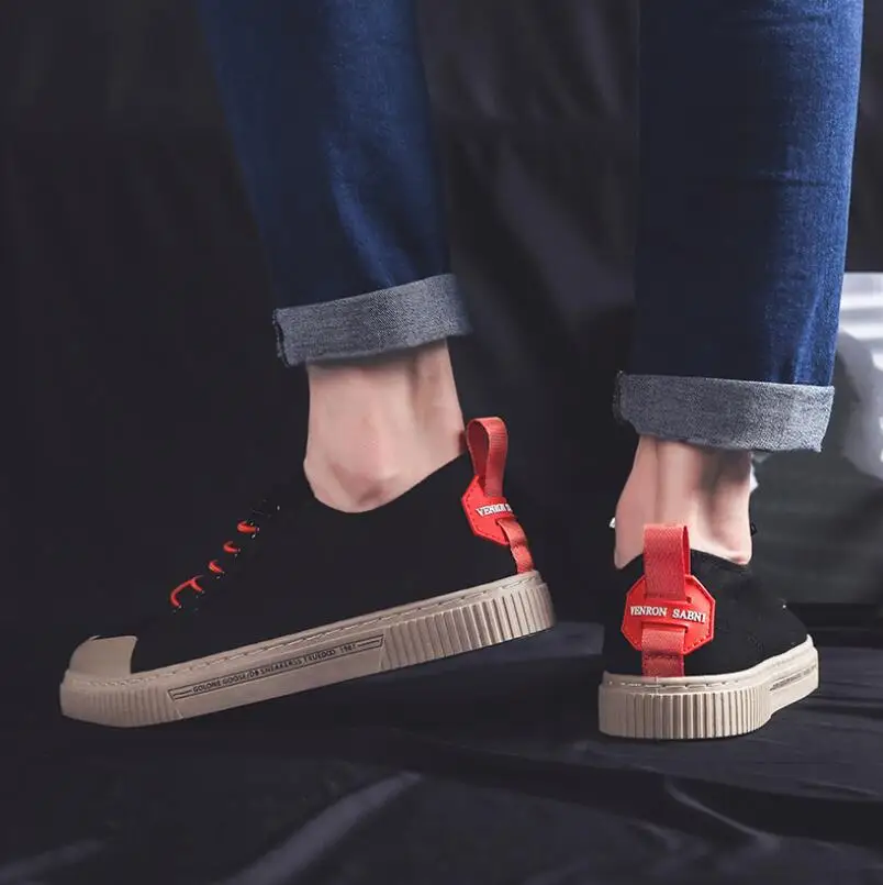 

2021 Summer new shoes all-match trend board shoes Korean casual shoes low cut canvas shoes breathable men's shoes elastic band d