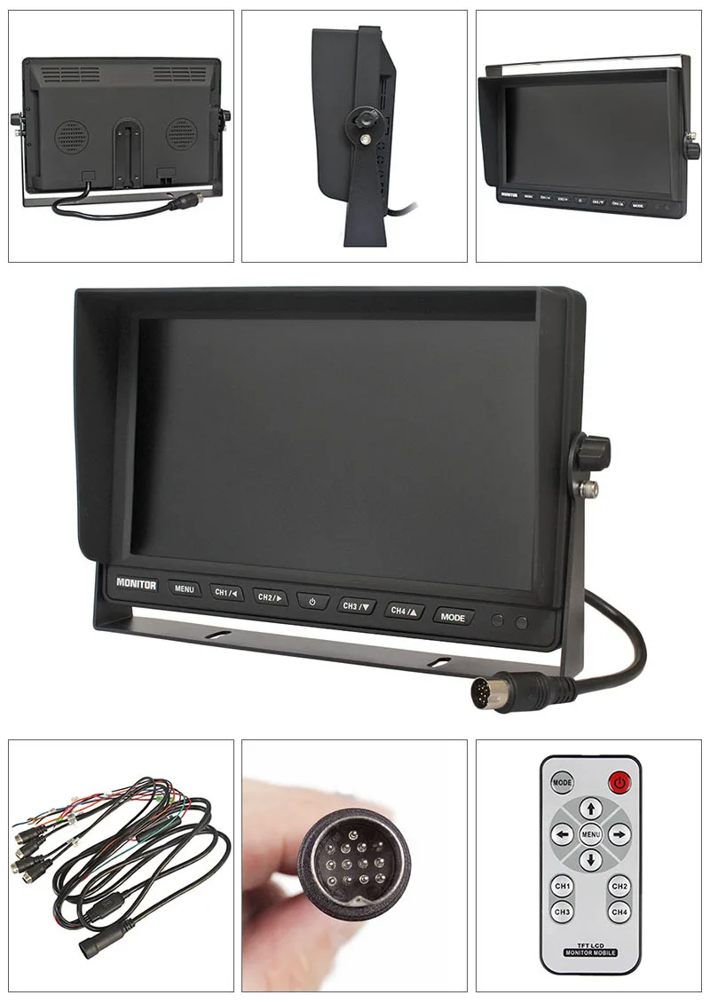 DIYKIT 4CH 4PIN DC12V-24V 1" 4 split Quad ЖК-экран цветной автомобильный монитор заднего вида для автомобиля Грузовик Автобус камера заднего вида