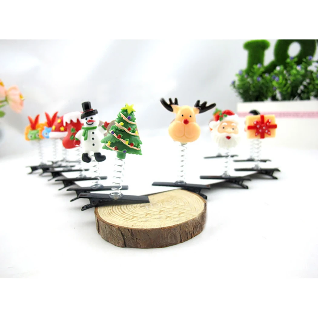 

10PCS Christmas Hair Clip Cartoon LED Light Up Alligator Hair Barrette Hair Pin Headwear Accessories Santa Claus Elk Christmas