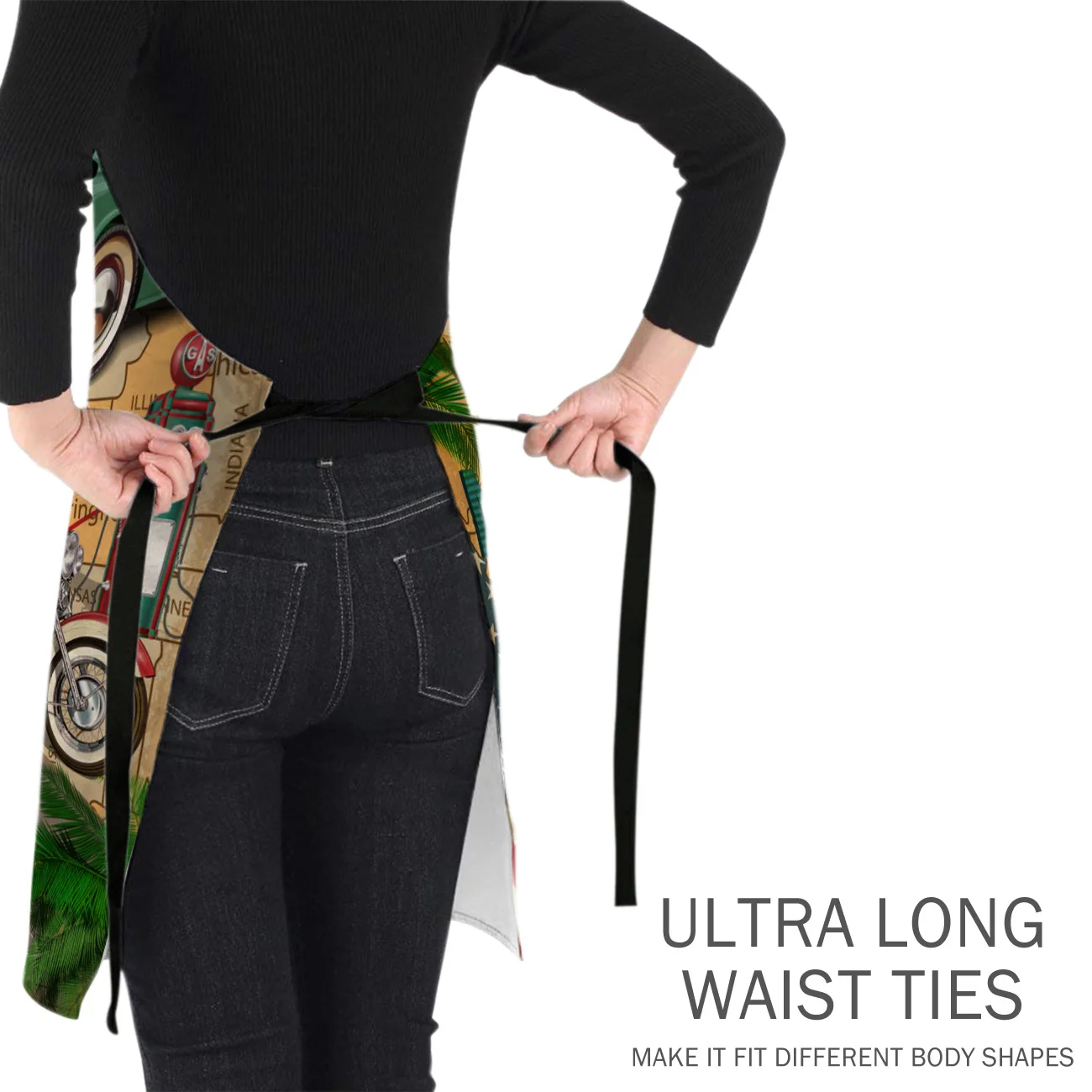 Ретро Route 66 плакат фартуки Регулируемый Холст Женский фартук в стиле унисекс для