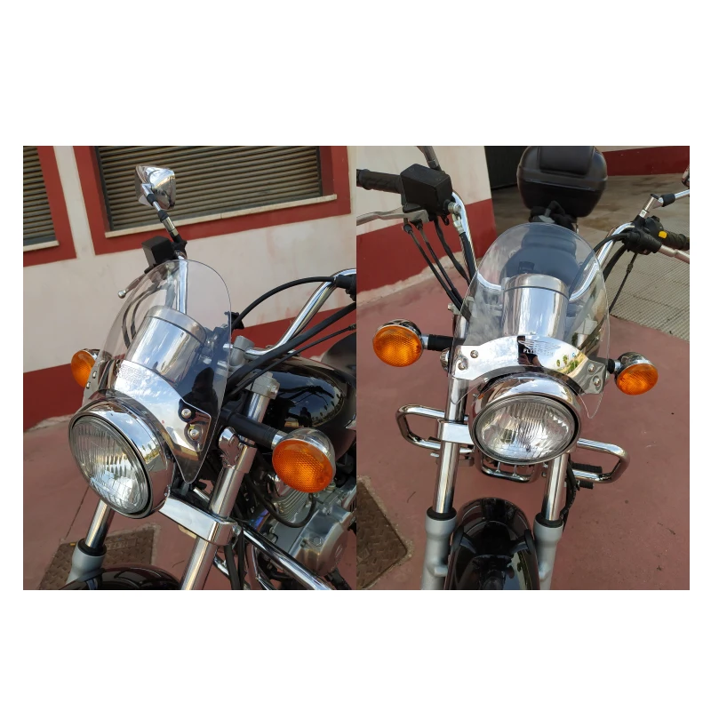 Фото Лобовое стекло мотоцикла для Suzuki Boulevard S40 S50 S83 Intrumer 1400 VS1400GLP, верхняя вилка, крепление на трубку, козырек для лобового стекла №3