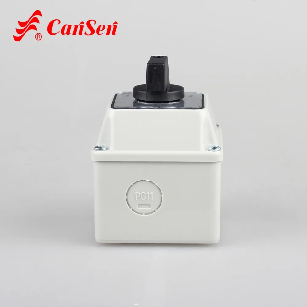 CANSEN LW26-20 20A поворотный кулачковый переключатель 3 положения 1-0-2 3 полюса с IP65 водонепроницаемый ящик