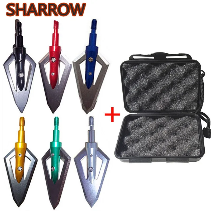 

Наконечники стрелы для стрельбы из лука, 6 шт., 100 г, наконечники для стрельбы из лука с контейнером для хранения, 2 лезвия, головка стрелы, винт...