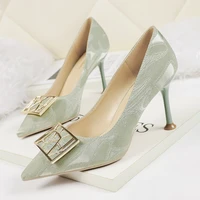 2020 new spring women pumps high thin heel pointed toe shallow metal fashion sexy ladies women shoes high heels footware