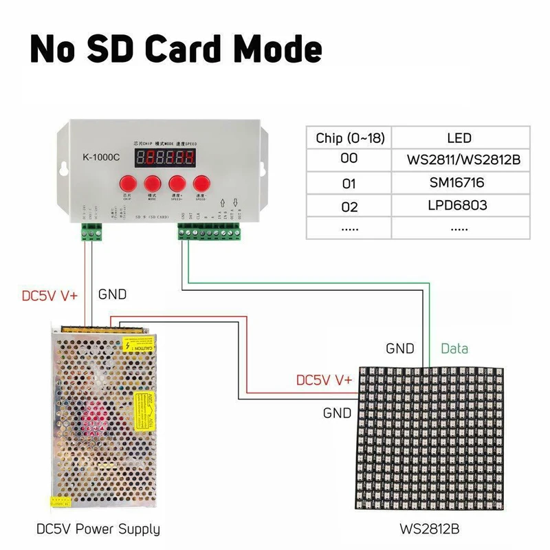 Оригинальный K1000C SD карты светодиодный пиксель Управление 2812 2811 2048 Пиксели с ЖК