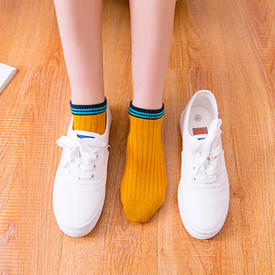 Женские короткие носки полосатые с узором повседневные хлопковые Calcetines