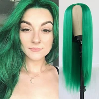 %c2%a0long straight hair green color synthetic none lace wigs for fashion women heat resistant synthetic hair wigs 22 24 inch