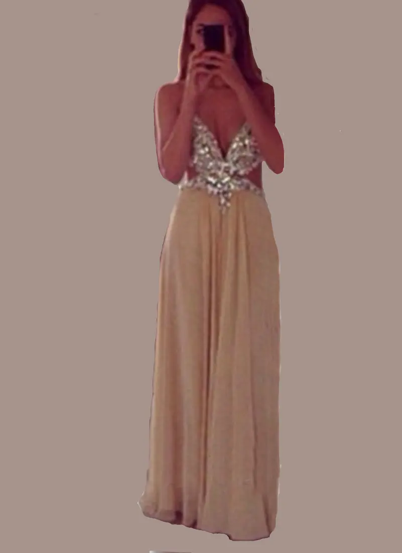 

Sexy 2018 Deep V neck Opening Back vestido de noiva A line Chiffon Floor Length Formal Long party prom Gown bridesmaid dresses