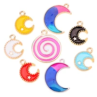 20pcs 1613mm sweet enamel star moon lollipop candy gold silver color alloy charm for jewelry making supplies diy earrings