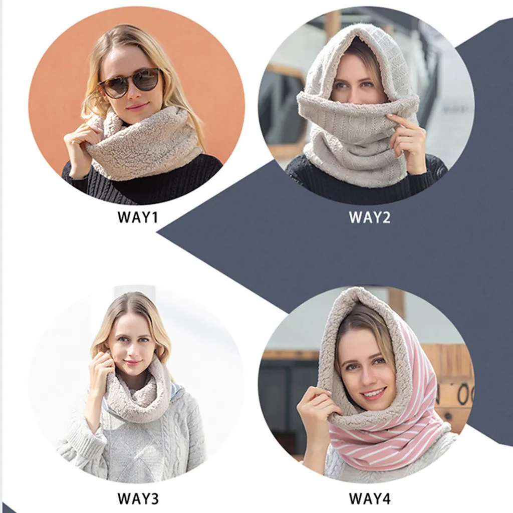 

Women Soild Color Scarf Winter Keep Warm Turban Scacf muffle Multi-Wear Scarf Neck Warmer Multifunction Infinity Hedging Scarf