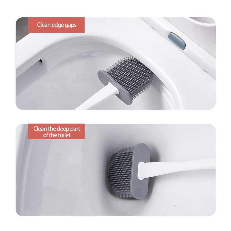 

Silicone Toilet Brush With Toilet Brush Holder Creative Cleaning Brush Set Soft Plastic Brush Long Handle Brush Wc Accessories