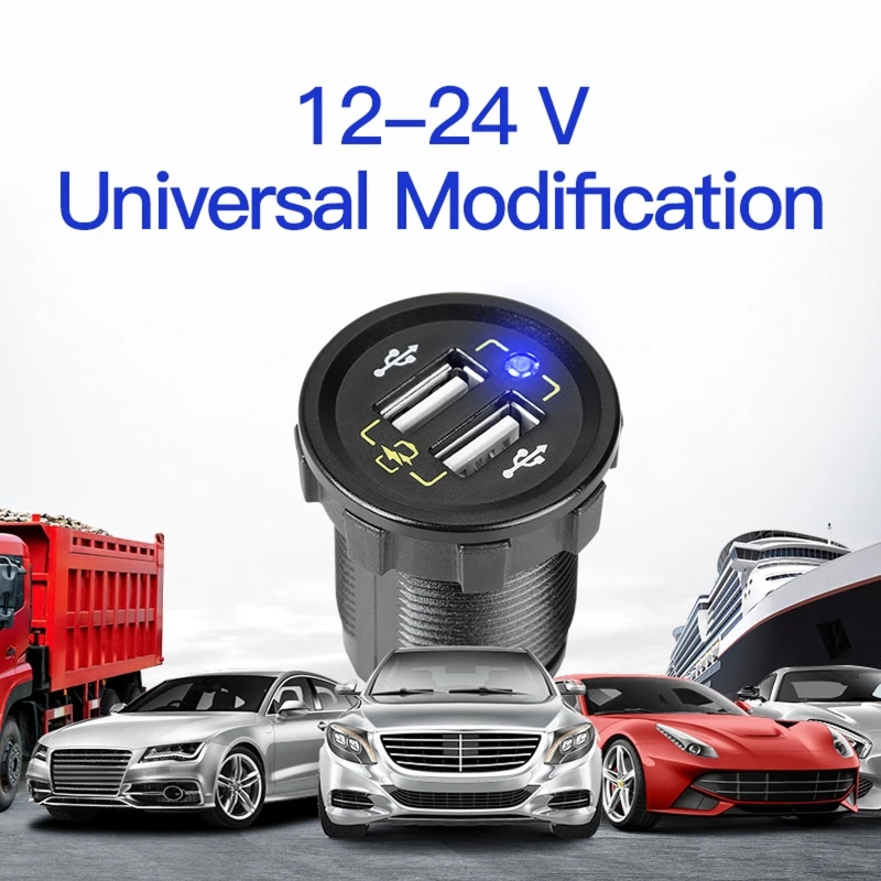 

Waterproof Motorcycle Car Boat Marine Bus Truck Dual Quick Charge 3.0 USB Car Charger 12V/24V 18W QC3.0 Fast Charger