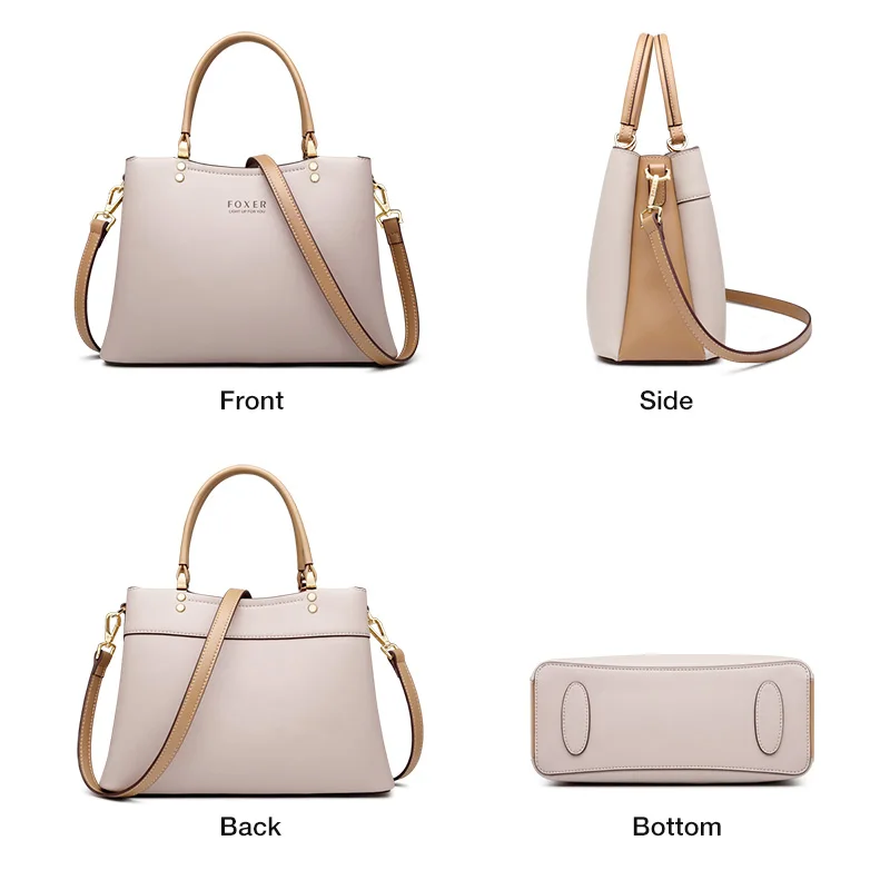 Foxer Fall Winter Bag Cowhide Leather Lady Handbag Elegant Simple Tote Female Large Capacity Purse Women Commute Messenger | Багаж и сумки