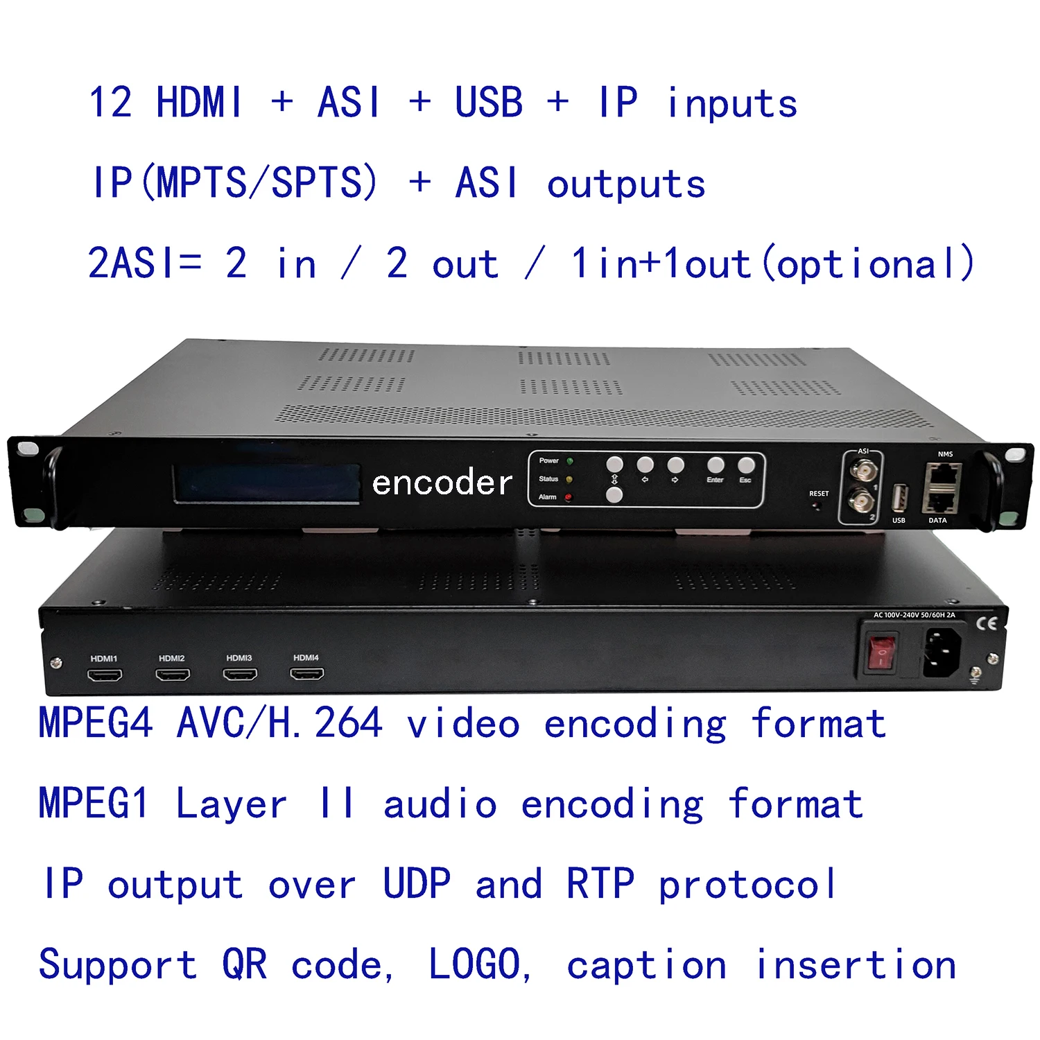 4 HDMI к IP/кодировщик ASI 1080P все в одном! Многофункциональная кодировщик каналов вход