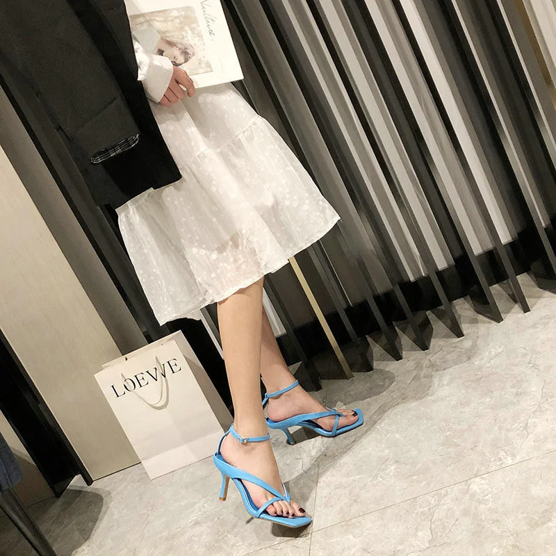 Женские босоножки с открытым носком сандалии на высоком квадратном каблуке со