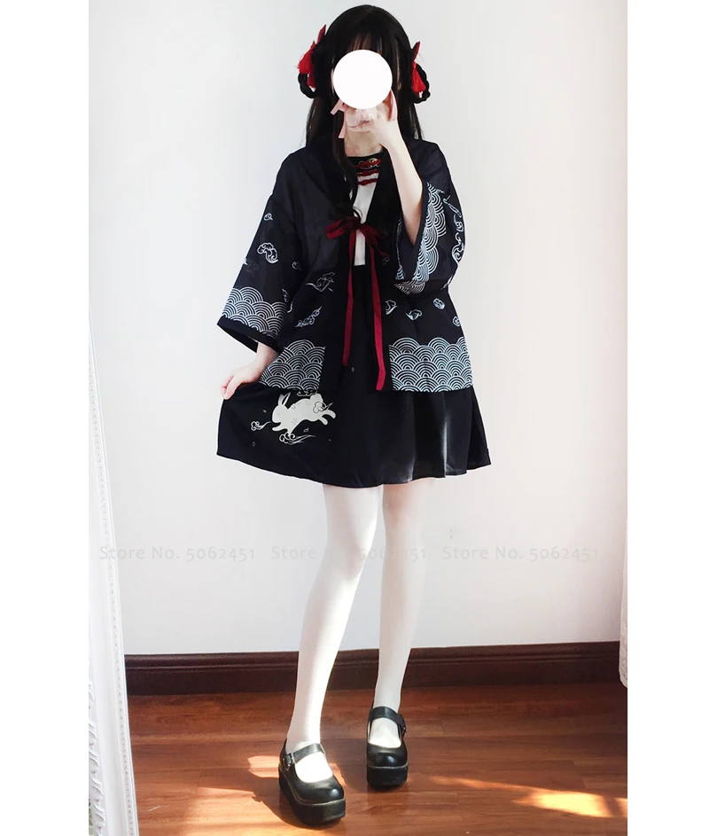 Кимоно женское в японском стиле хаори кавайная одежда с мультяшным принтом