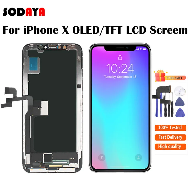 5 8 дюймовый ЖК дисплей для iPhone X сенсорный экран дигитайзер сборка Замена Черный