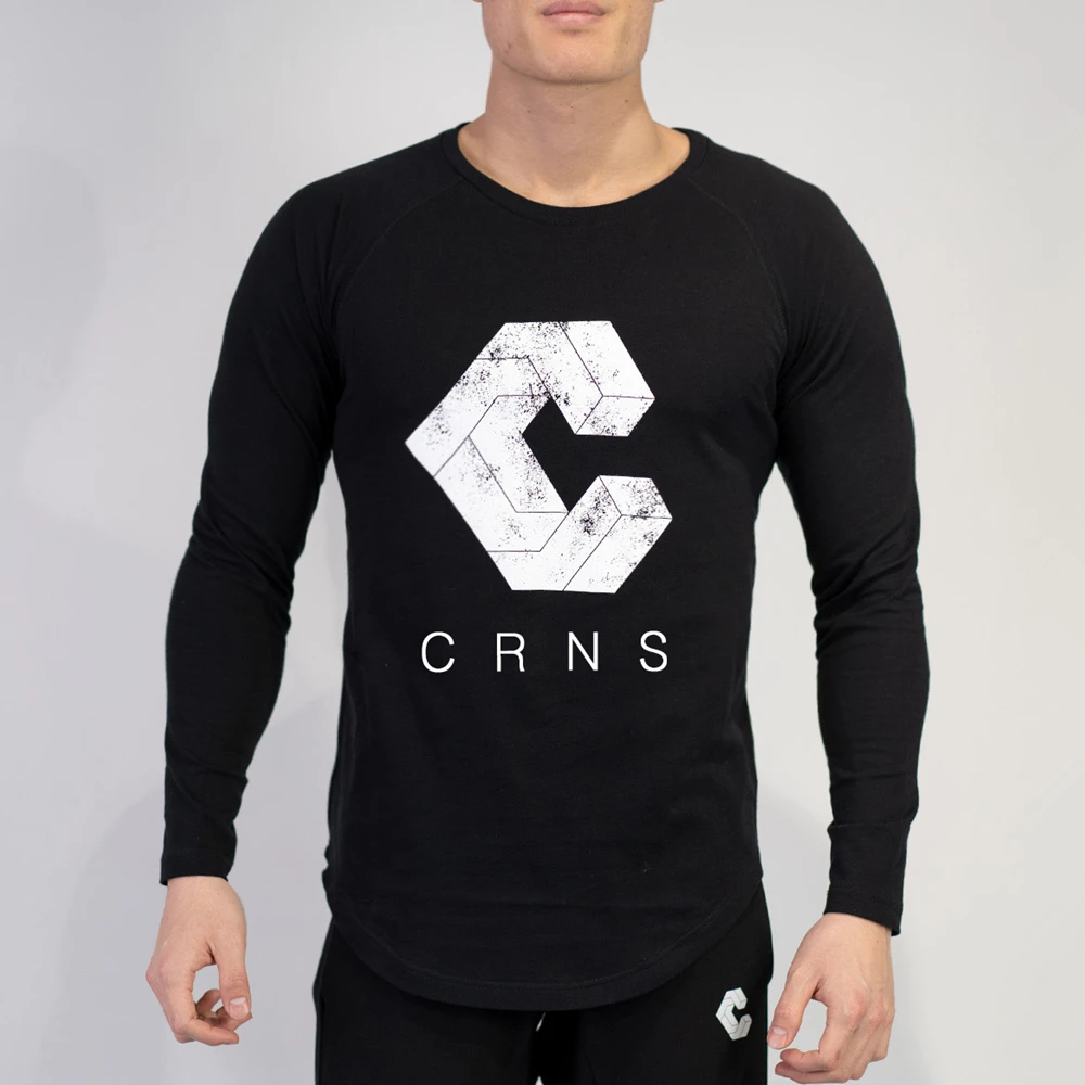 Хлопковая футболка с длинным рукавом спортивные футболки для бега Мужская