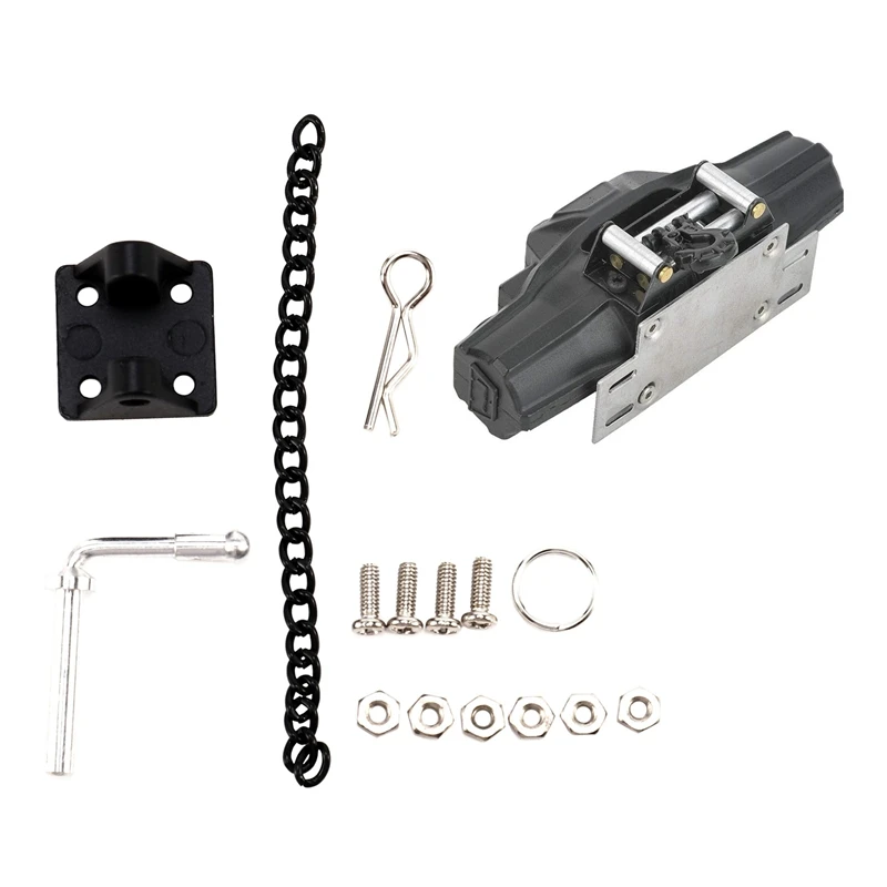 

2 Set RC Car Part: 1 Set Metal Tow Shackle Trailer Hook & 1 Set Double Motor Metal Winch