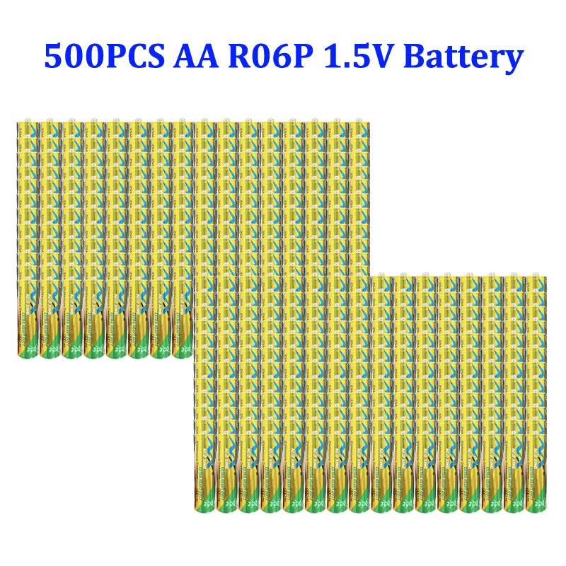 500 шт. 1,5 В LR6 R6P AA батареи 2A UM3 MN1500 E91 цинковый углеродный сверхмощный сухой и основной аккумулятор для контрольного термометра