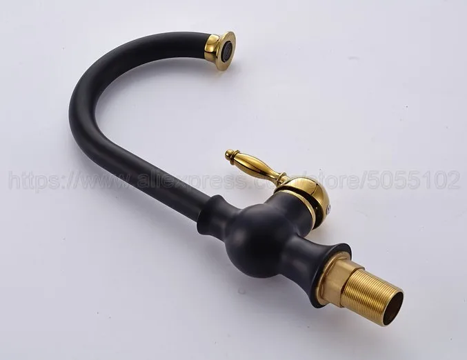 Bathroom Basin Sink Faucet Black Gold Color Brass Single Handle Kitchen Tap Mixer hot and cold water tap znf805 | Обустройство дома