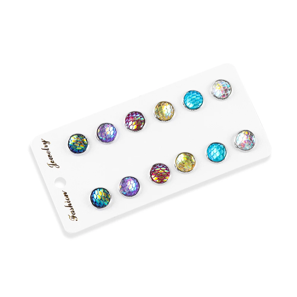 6 пар/ком2/femme, круглые серьги-гвоздики Druzy Quartz, блестящие прозрачные стразы, серьги-гвоздики, набор для женщин, очаровательные ювелирные изделия - Окраска металла: 4