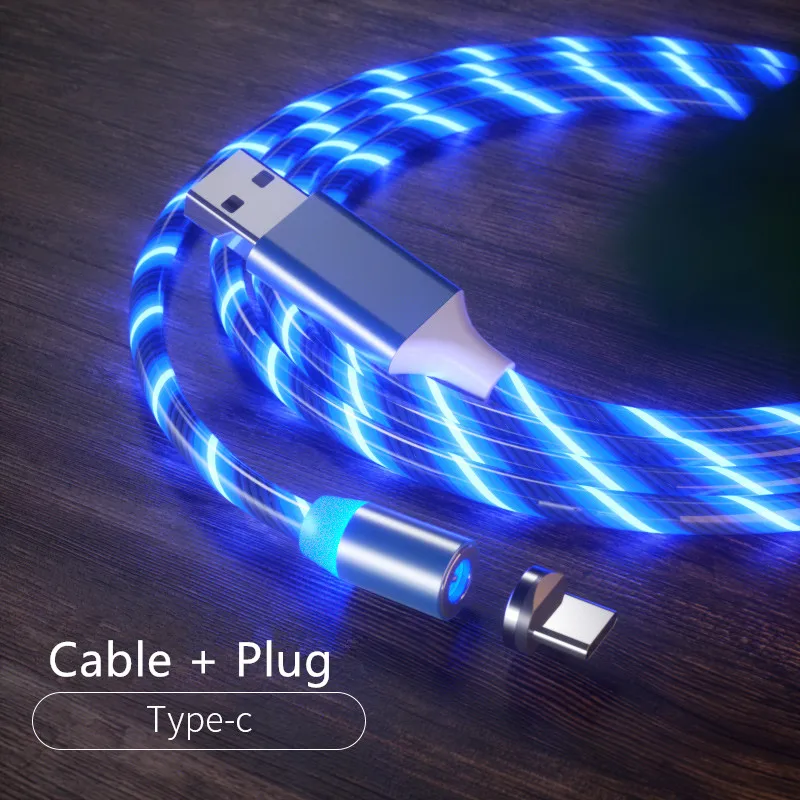 Blue Type C 1/2 м Магнитный кабель для быстрой зарядки светящийся в ночное время 2.4A Micro usb type C кабель для iphone samsung huawei Светодиодная лампа Xiaomi провод шнур - Цвет: Blue Type C