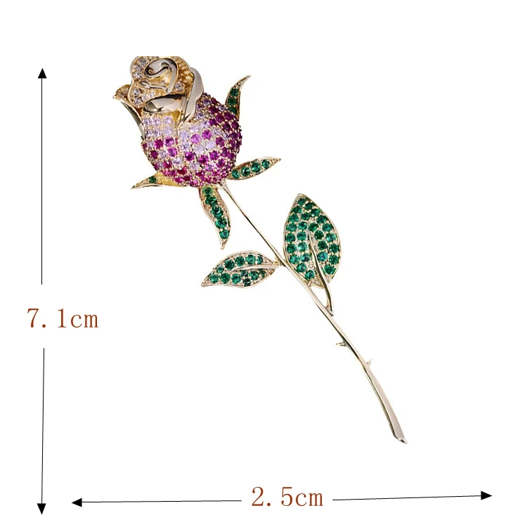 

Bad Guy Multicolor Brooch Pin for Women's Fashion Rose Zircon Pins Clothes Scarf Buckle Garment Accessories Fashion Jewelry Gift