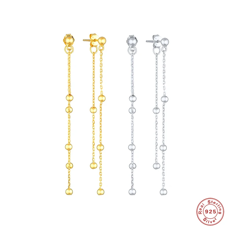 

Aide 925 стерлингового серебра длинной цепи кисточкой длинные висячие серьги для женщин элегантные бусы нить серьги oorbellen вечерние ювелирные и...