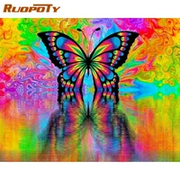 ruopoty 60x75cm diy frame colorful butterfly animals painting by numbers kit modern wall art picture acrylic paint by numbers