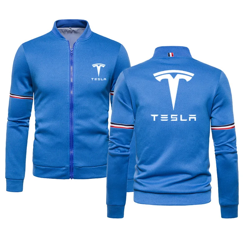 

Men's jackets Tesla car logo printing Spring Autumn high quality Fashion high quality cotton Casual Men's pullover Jacket Clothi