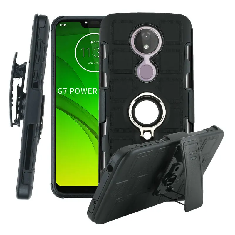 Роскошный чехол с металлическим кольцом для Motorola Moto G7 Power Case G8 Plus G 7 + зажимом ремня