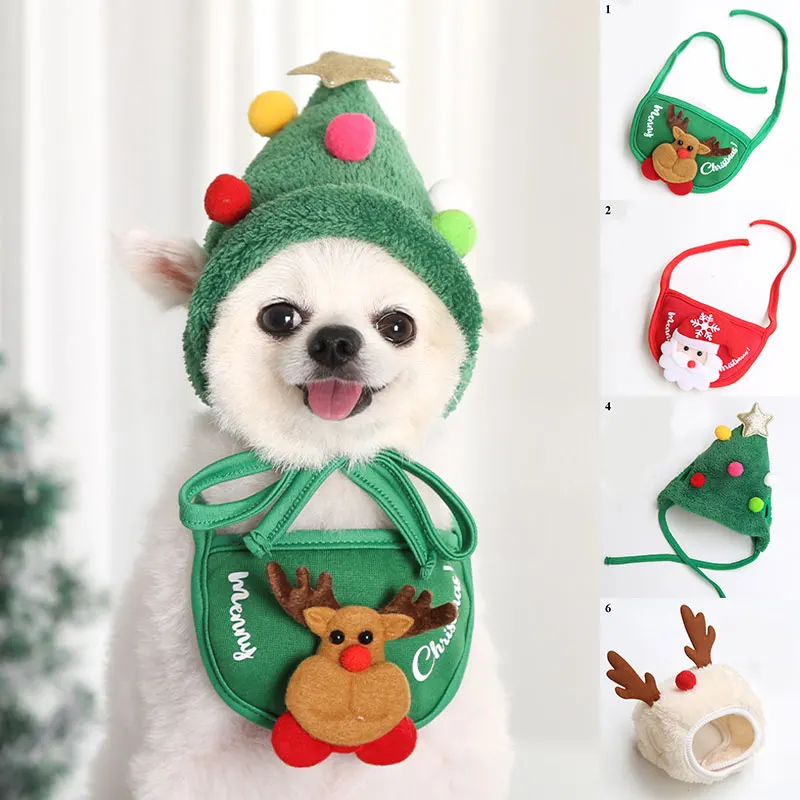 

Christmas Dog Hats Bandana Pet Saliva Towels Triangle Bibs Christmas Costume Outfit For Small Medium Large Dogs Cats Pets