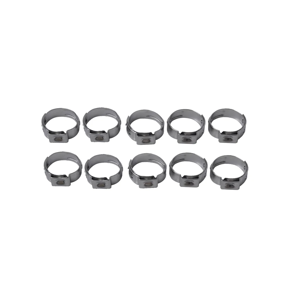 

10 Pieces Single Ear Stainless Steel Hose Clamps Coolant Gas 10.8-13.3mm