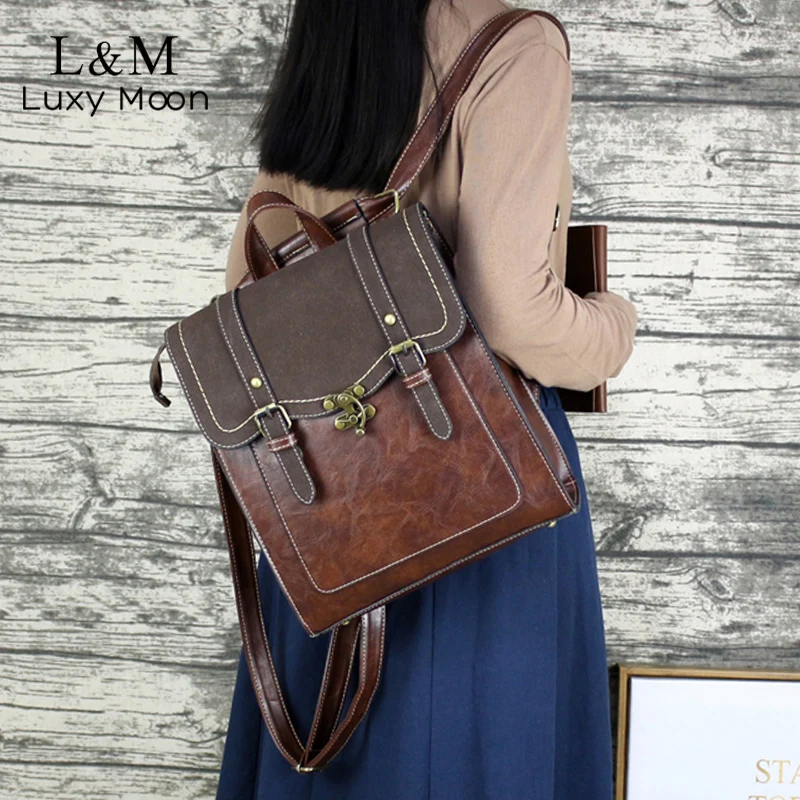 Винтажный женский рюкзак высокого качества кожаная Брендовая женская черная