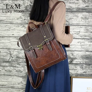 Винтажный женский рюкзак, Высококачественная кожаная Брендовая женская черная сумка через плечо, женский многофункциональный рюкзак, популярные школьные сумки XA216H