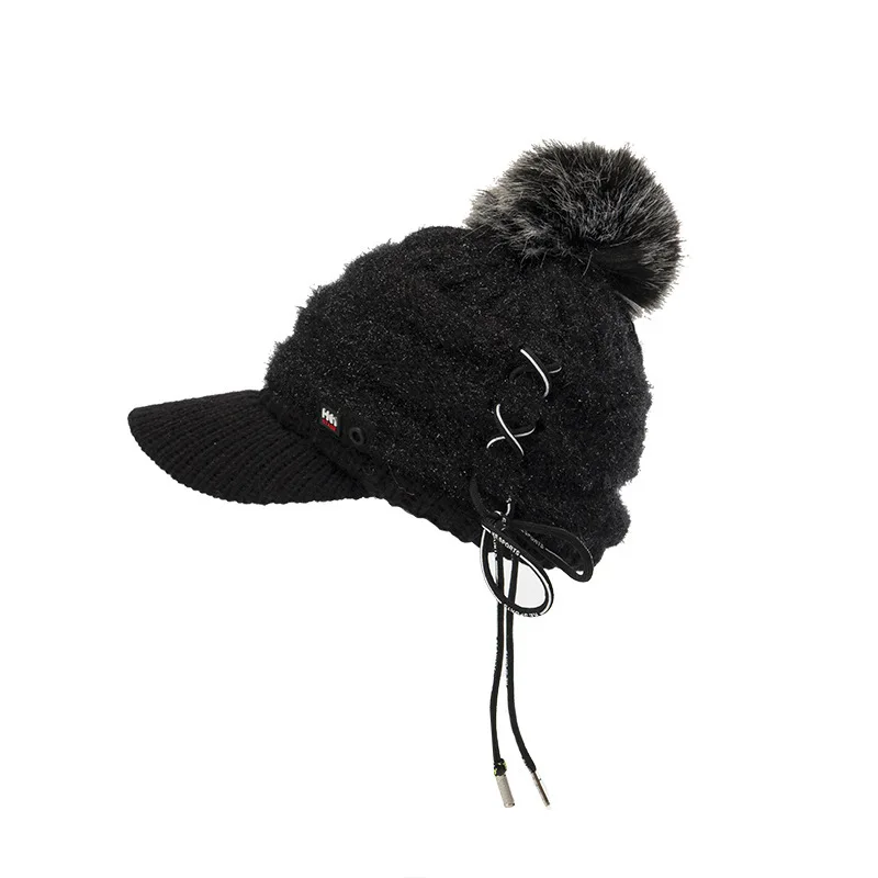 Модная шапка с помпонами для женщин, женские шапки Skullies, теплая меховая женская шапка, зимняя шапка, Брендовая женская шапка