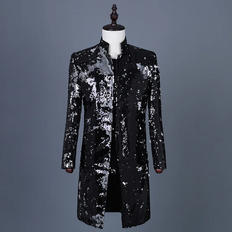 

2021 Men's Colorful Flip Casual Suit New DJ Host Sequin Performance men blazer
